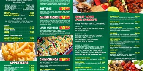 caliente mexican grill west warwick menu